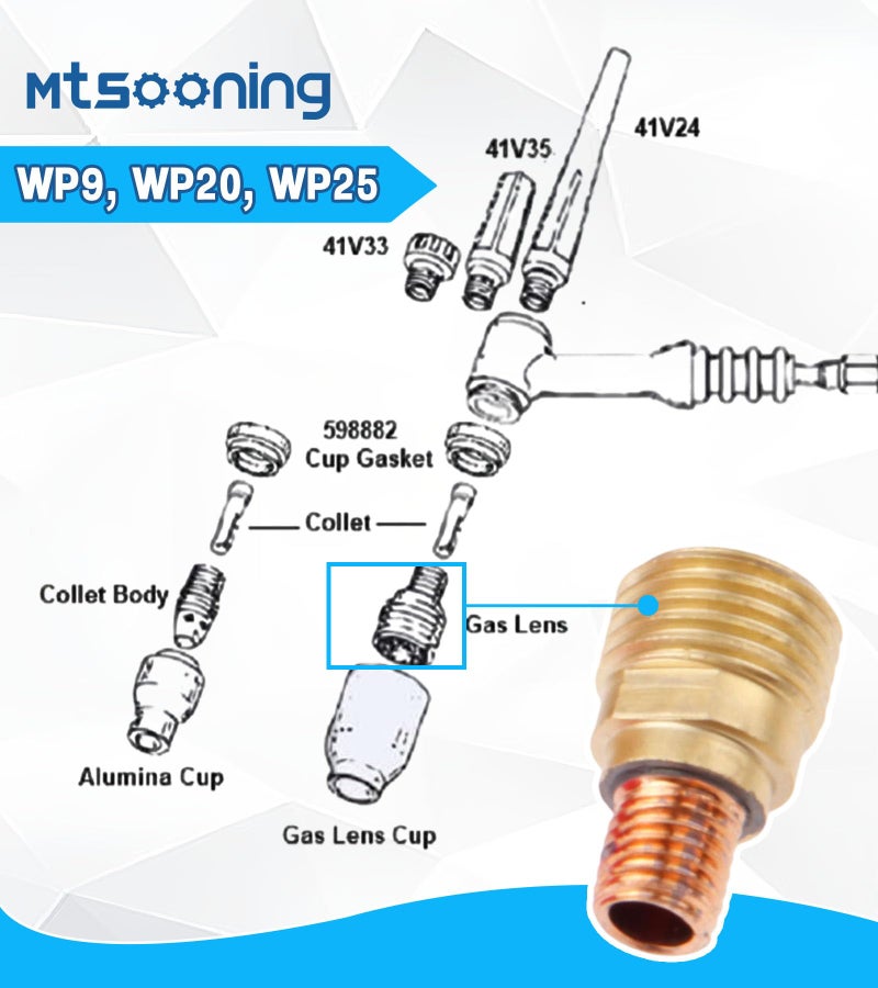 Mtsooning 5PCS 45V44 2.4mm(3/32inch) Tig Welding Gas Lens Collet Body for TIG Welding Torch WP-9/20/25 - Image 2